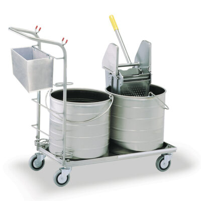 Stainless Steel Double Bucket Cart Unit